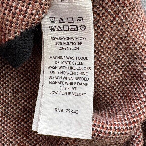 Tahari Sweater Cape Womens L XL Brown Plaid Dolman Sleeve Blanket Poncho Zip‎ Up - Picture 4 of 12